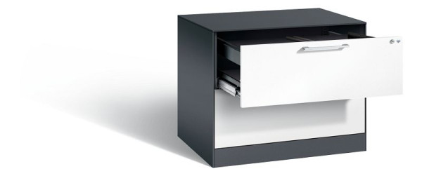 C+P hangarchiefkast Asisto, H710xB800xD600mm, kleur: zwartgrijs/verkeerswit, beugelgreep, 146273-212 S10134