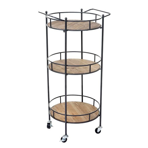 Mendler serveerwagen HWC-A43, barwagen theewagen, dennenhout massief vintage 100x50x43cm, 57072