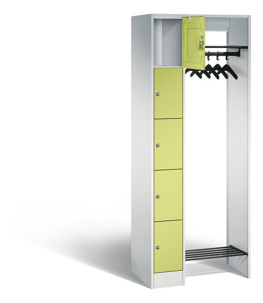 C+P open garderobe serie 8070, H1950xW740xD480mm, kleur: lichtgrijs / virid groen, 80700-00 S10087