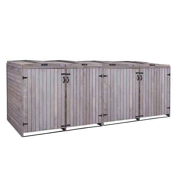 Mendler XL HWC-H74 4/8 vuilnisbakbekleding, vuilnisbakbox, uitbreidbaar 120x75x96 hout, antracietgrijs, 2x73979+2x74651