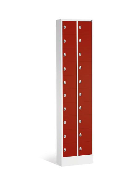 C+P kleine locker Intro, H1950xW460xD200mm, kleur: lichtgrijs/robijnrood, 80700-203 S10080