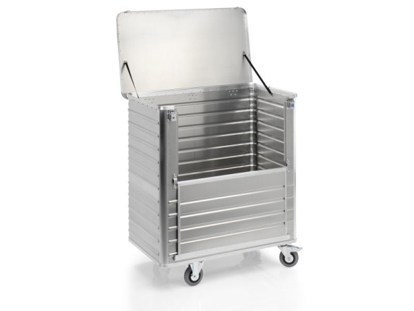 Gmöhling Transportwagen, Abklappbare Längswand, mit Deckel + Schlösser, G®-TRANS D 3508 / 1050 l, Aluminium, 220350833