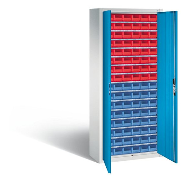 C+P tijdschriftenkast serie 13, H1690xB700xD300mm, kleur: lichtgrijs/lichtblauw, verzonken handgreep, 133413-29 S10043