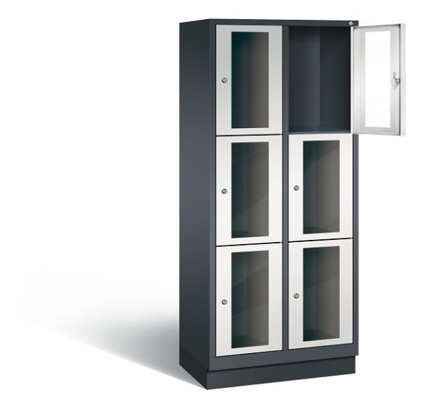 C+P lockerkast Classic, H1800xW810xD500mm, kleur: zwartgrijs/lichtgrijs, 8020A223 S10015