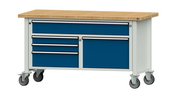ANKE werkbanken kistwerkbank, model 256 V, 1500 x 700 x 840 mm, RAL 7035/5010, BMP 40 mm, verrijdbaar, 304.176