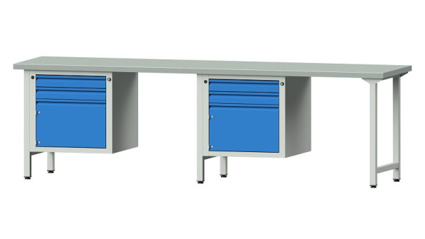 ANKE werkbanken combinatie werkbank, model 732 E, 2800 x 700 x 840 mm, RAL 7035/5012, ZBP 40 mm, 511.006