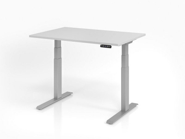 Hammerbacher bureau XDKB12, 120 x 80 cm, blad: grijs, 25 mm dik, ABS dikke rand, rechthoekige vorm, VXDKB12/5/S