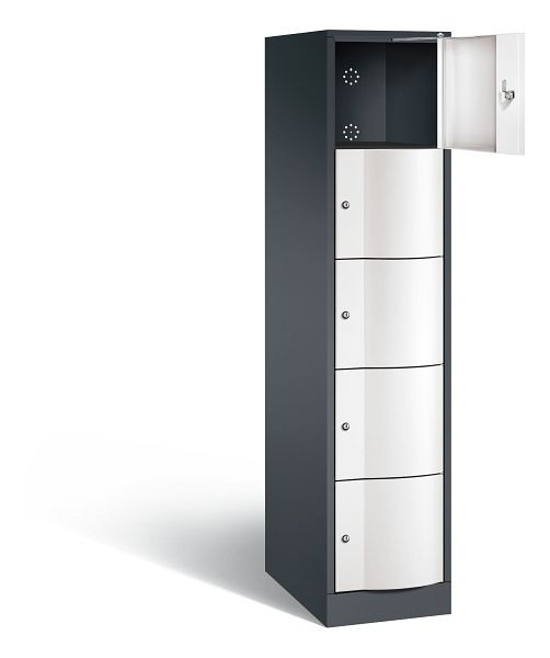 C+P XL lockerkast Resisto, H1950xB396xD640mm, kleur: zwartgrijs / verkeerswit, 8570-173 S10094