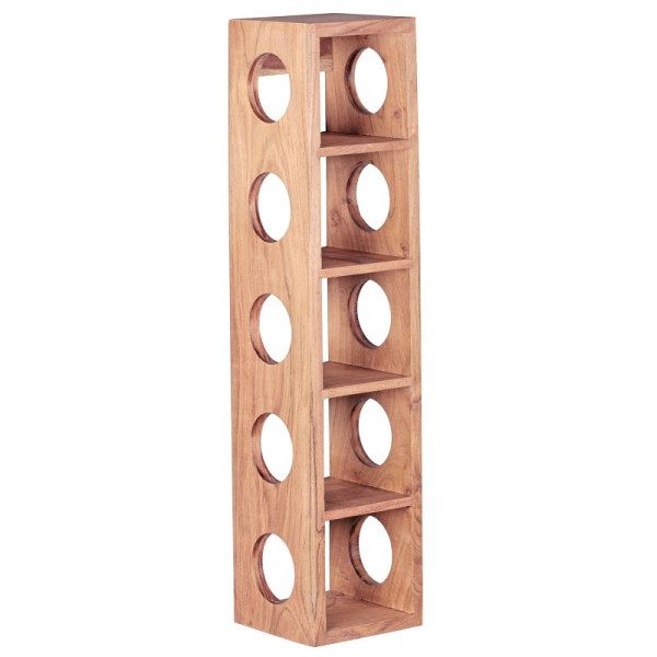 Wohnling wijnrek MUMBAI massief acaciahout, wandmontage voor 5 flessen, modern met plank 70 cm, WL1.768