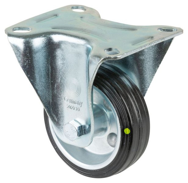 BS rollen transportrol, vaste rol, breedte 30 mm, Ø80 mm, tot 65 kg, zwart antistatisch rubber, rollager, plaat, VE 4 stuks, L410.B58.080