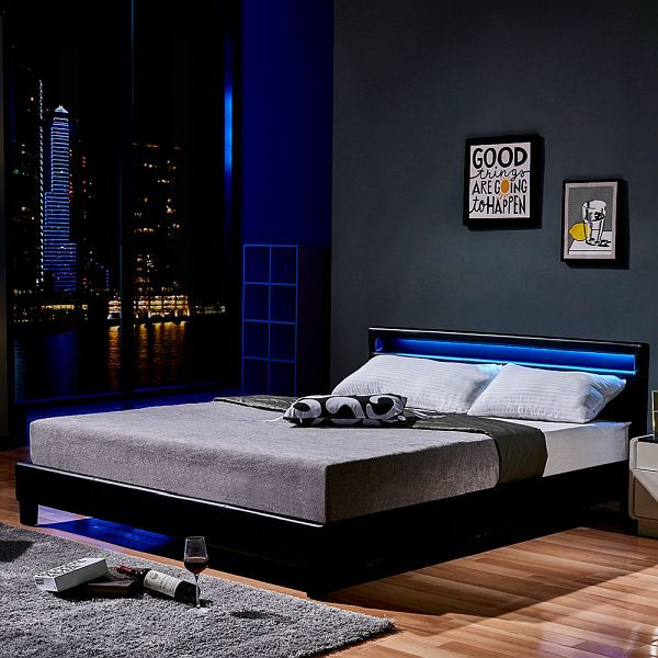 HOME DELUXE LED bed ASTRO met matras – 180 x 200 cm wit, 21106-50190