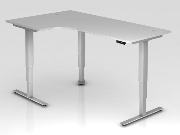 Hammerbacher zit-sta hoektafel elektrisch 200x120cm 90° grijs, hoekvorm 90°, links of rechts te monteren, VXDSM82/5/S