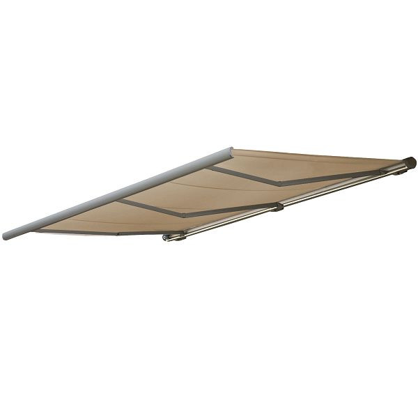 Mendler elektronische cassetteluifel HWC-H27, luifel volle cassette 6x3m, polyester creme, frame grijs, 72796 + 58311