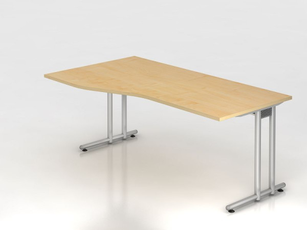 Hammerbacher bureau C-poot 180x100/80cm esdoorn/zilver, werkhoogte 72 cm, VNS18/3/S