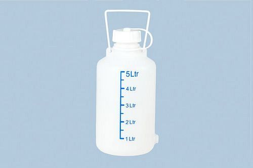 DENIOS ballon-/opslagcontainer, 5 l, met schaalverdeling, stevige handgrepen, natuurlijke kleur, 308390