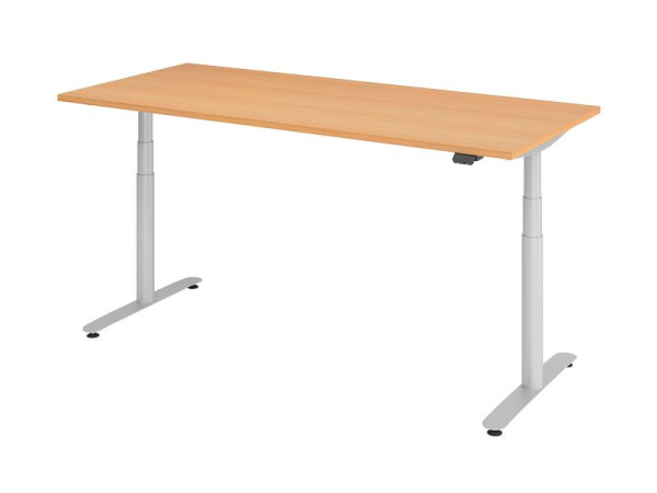 Hammerbacher zit-sta bureau elektrisch 180x80cm beuken/zilver, VXDLR19/6/S