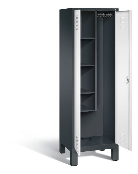 C+P reinigingsmiddelenkast Evolo, H1850xB610xD500mm, kleur: zwartgrijs / verkeerswit, 48110-00 S10088