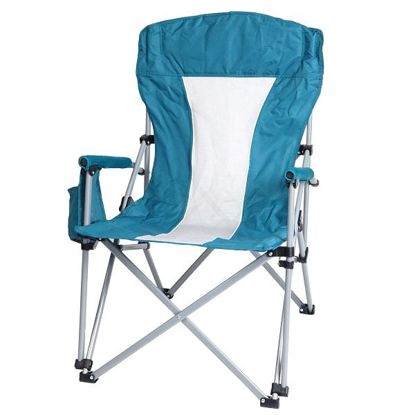 Mendler campingstoel HWC-L50, klapstoel, visstoel, regisseursstoel, wasbare beschermhoes staal stof/textiel, turkoois, 99497