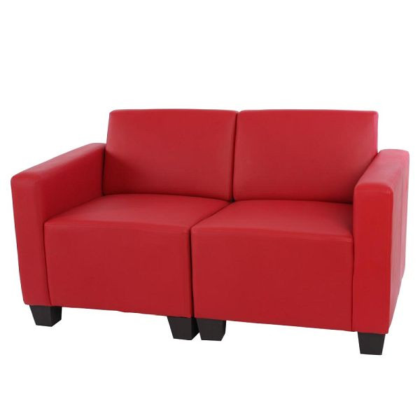 Mendler Modular 2-zitsbank Couch Lyon, imitatieleer, rood, 21695+21698