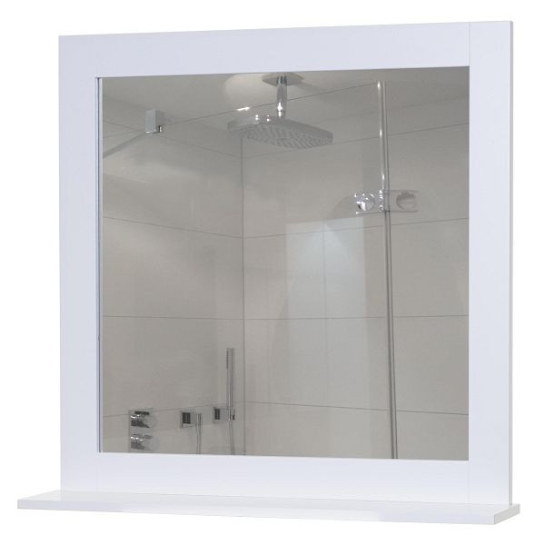 Mendler wandspiegel HWC-F75, badkamerspiegel, plank landhuis 58x59x12cm wit, 70451