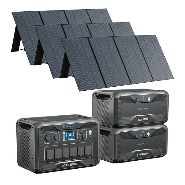 BLUETTI AC300 generator + 2x B300 accu opslag + 3x PV350 zonnepanelen, AC300+2xB300+3xPV350