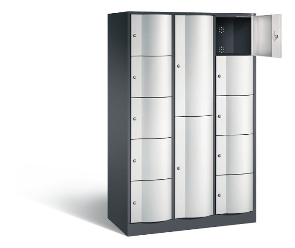 C+P combinatie lockerkast Resisto, H1950xB1148xD540mm, kleur: zwartgrijs/lichtgrijs, 8070-3721 S10012