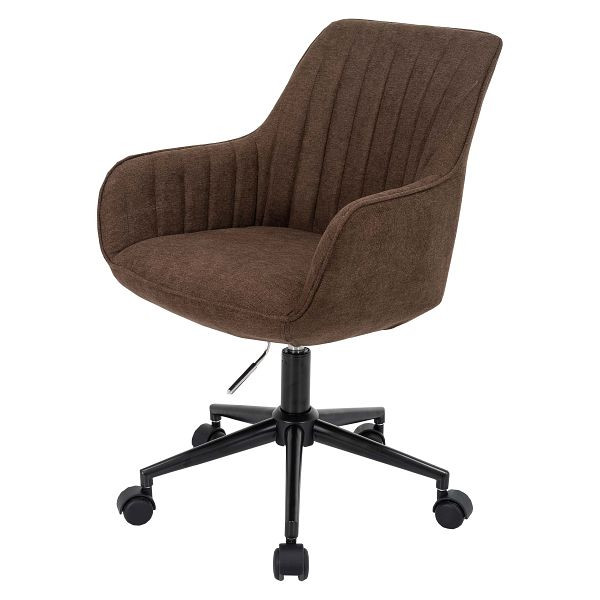 Mendler bureaustoel HWC-J62, draaistoel, bureaustoel, fauteuil, stof/textiel met armleuningen, bruin, 82015