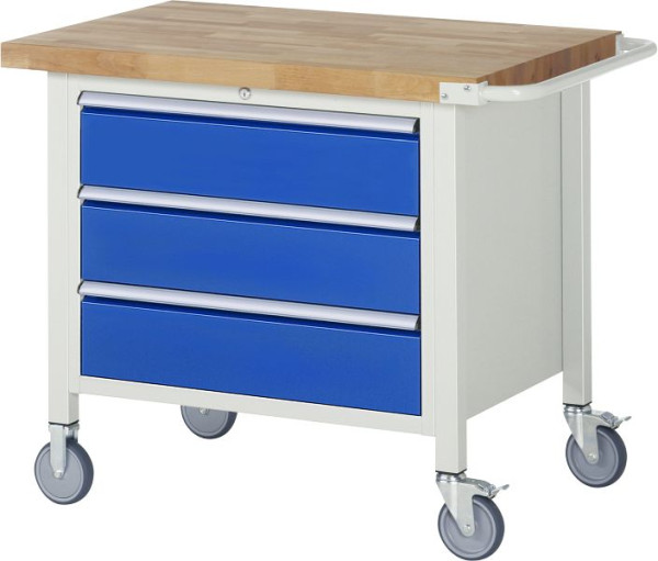 RAU verrijdbare werkbank 8000 - model 8257, B1000 x D700 x H880-1080 mm, onderbouwbak, B770 x D650 x H620 mm, 05-8257A2-107B4H.11