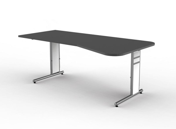 Kerkmann vrijevormtafel met C-voetframe, vorm 4, B 1950 x D 800/1000 x H 680-820 mm, antraciet, 114119.1