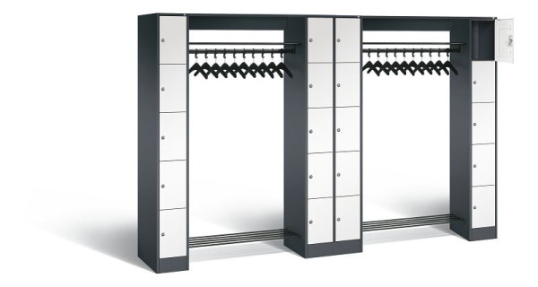 C+P open garderobe serie 8070, H1950xB2840xD480mm, kleur: zwartgrijs / verkeerswit, 80730-20 S10219