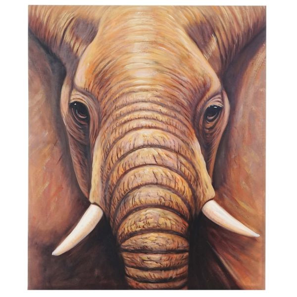 Mendler olieverf close-up olifant, 100% handgeschilderde muurschildering XL, 120x100cm, 44744