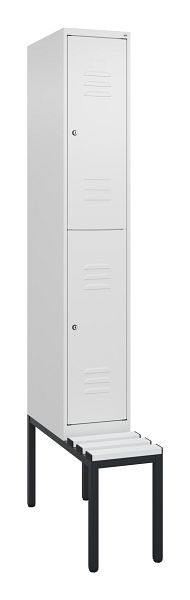 C+P dubbeldekskast Classic PLUS, 2120x300x815mm, 9016/9016, cilindersloten, met zitbank eronder, 0803507-10 S10029