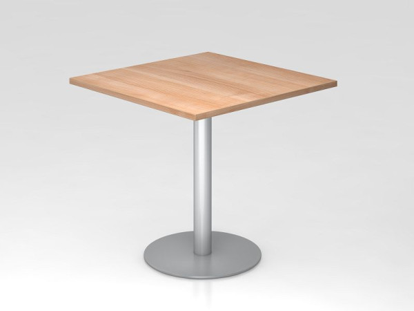 Hammerbacher vergadertafel 80x80cm walnoot/zilver, zilver frame, VSTF88/N/S