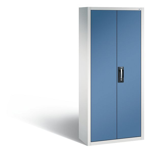 C+P Magazinschrank, H1690xB700xT300 mm, 17 Einlegeböden, 108 Sichtlagerkästen, Grau/Fernblau, 133413-210 S10033