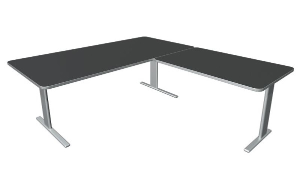 Kerkmann Unic bureau B 2000 x D 1000 x H 750 mm, aanbouwelement 1000 x 600 mm, antraciet, 11334913
