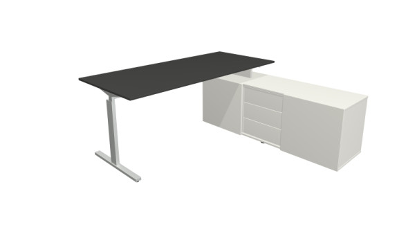 Kerkmann complete werkplek Form 2, bureau 180 x 80 cm x 74 cm, dressoir 160 x 50 x 58 cm, antraciet, 11026213