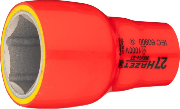Hazet dopsleutelinzet, zeskant, dubbel geïsoleerd, hol vierkant 12,5 mm (1/2 inch), buitenzeskant trekprofiel, 27 mm, 900KV-27