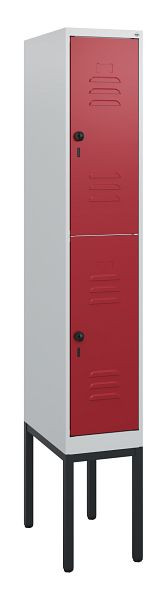 C+P Doppelstöckiger Spind Classic PLUS, Gestell, 1950x300x500mm, 7035/3003, Drehriegel, 0803305-10 S10001