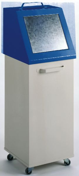 KLW prullenbak, 1255 x 420 x 420 mm, van plaatstaal, verrijdbaar, met deksel, 16 / WB120-F