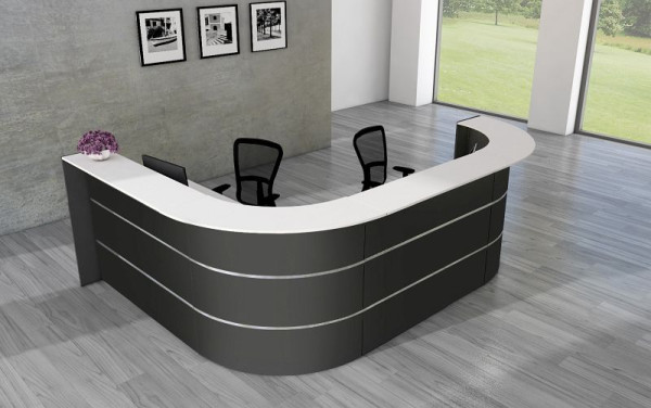 Kerkmann Bari L-toonbank voor 1-2 personen, B 3350 mm x D 2350 mm x H 1120 mm, kleur: antraciet, 21355713