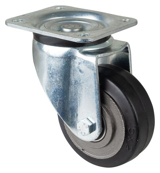 BS Rollen zwaarlastwiel, wielbreedte 50 mm, wiel-Ø 125 mm, draagvermogen 275 kg, zwarte elastische banden, gegoten wiellichaam, kogellagers, L600.B81.125