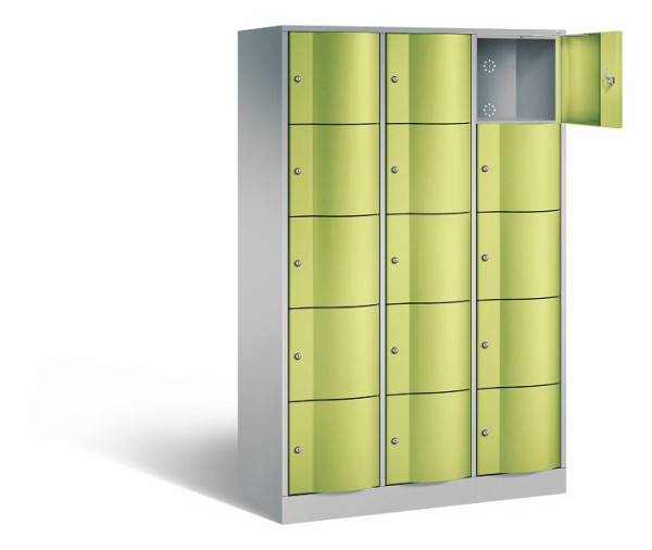 C+P lockerkast Resisto, H1950xB1148xD540mm, kleur: wit aluminium / virid green, 8570-372 S10793
