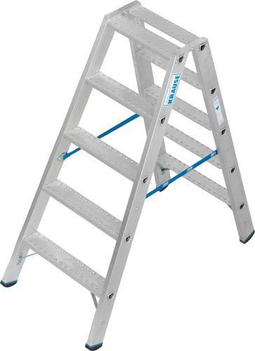 Krause trapladder van aluminium, aan beide zijden toegankelijk, 2 x 5 treden R 13, 307626
