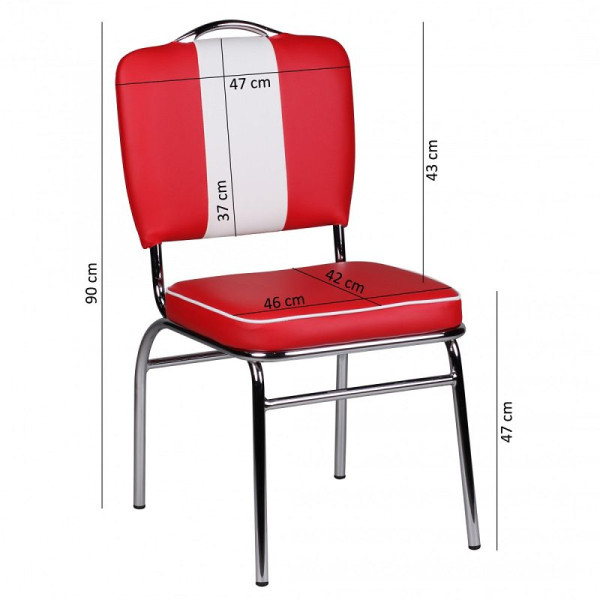 Wohnling eetkamerstoel Elvis American Diner 50s retro rood wit, WL1.715