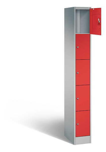 C+P lockerkast serie 8070, H1950xB240xD480mm, kleur: wit aluminium / vuurrood, 80700-10 S10405
