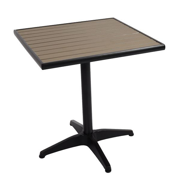 Mendler tuintafel HWC-J95, balkontafel bistrotafel, gastronomie buitencoating aluminium polywood, zwart, grijs, 84862