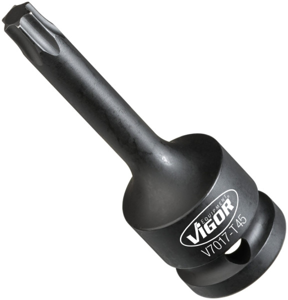 VIGOR slagmoersleutel schroevendraaier bit, hol vierkant 12,5 mm (1/2 inch), binnen TORX® profiel, T45, V7017-T45