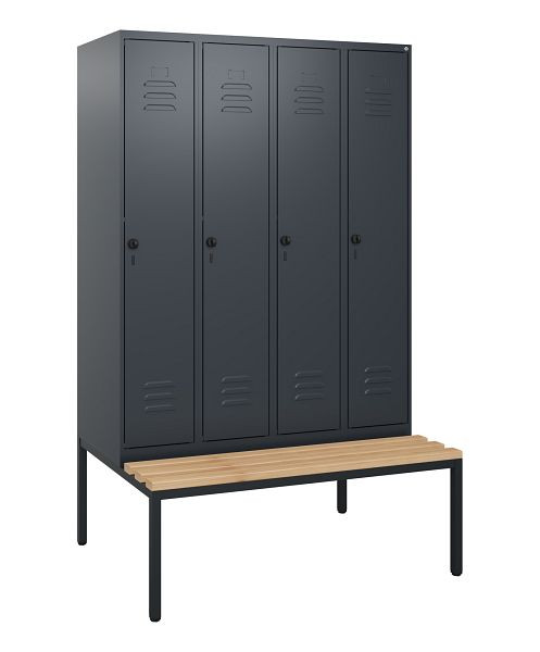 C+P luierkastje Classic PLUS, met onderbank, 4 vakken, 1950x1200x815mm, 7016/7016, draaibare sluiting, beuken zitlat, 0800505-40 S10012