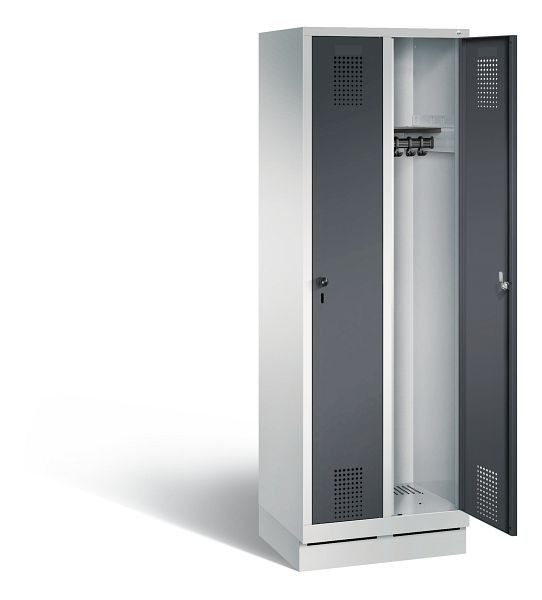 C+P garderobe Evolo, H1800xW610xD500mm, kleur: lichtgrijs / zwartgrijs, 48020-20 S10118