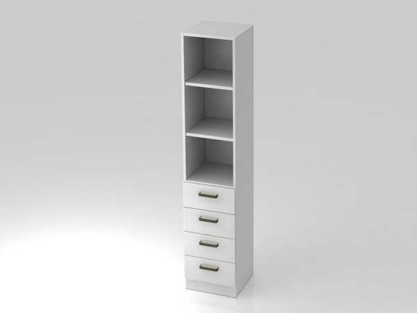 Hammerbacher ladekast 5OH, 4 laden, onderpaneel, gestreept handvat wit/wit, 40,6x42x200,4 cm (BxDxH), V7600/B/W/SG